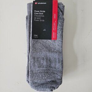2-Pack NWT LULULEMON HTGR Grey Gray Power Stride Crew Socks Reflective Men's XL